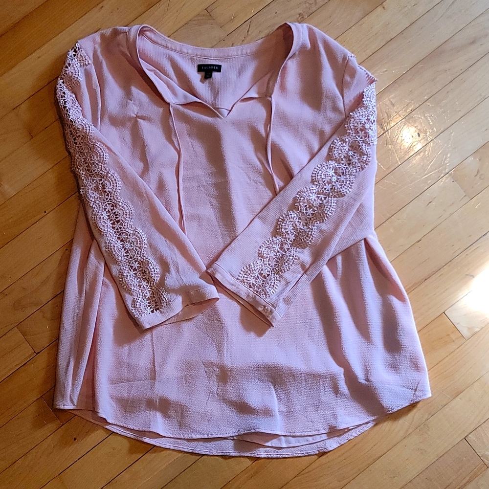 Talbot's XL Pink lace trim top
